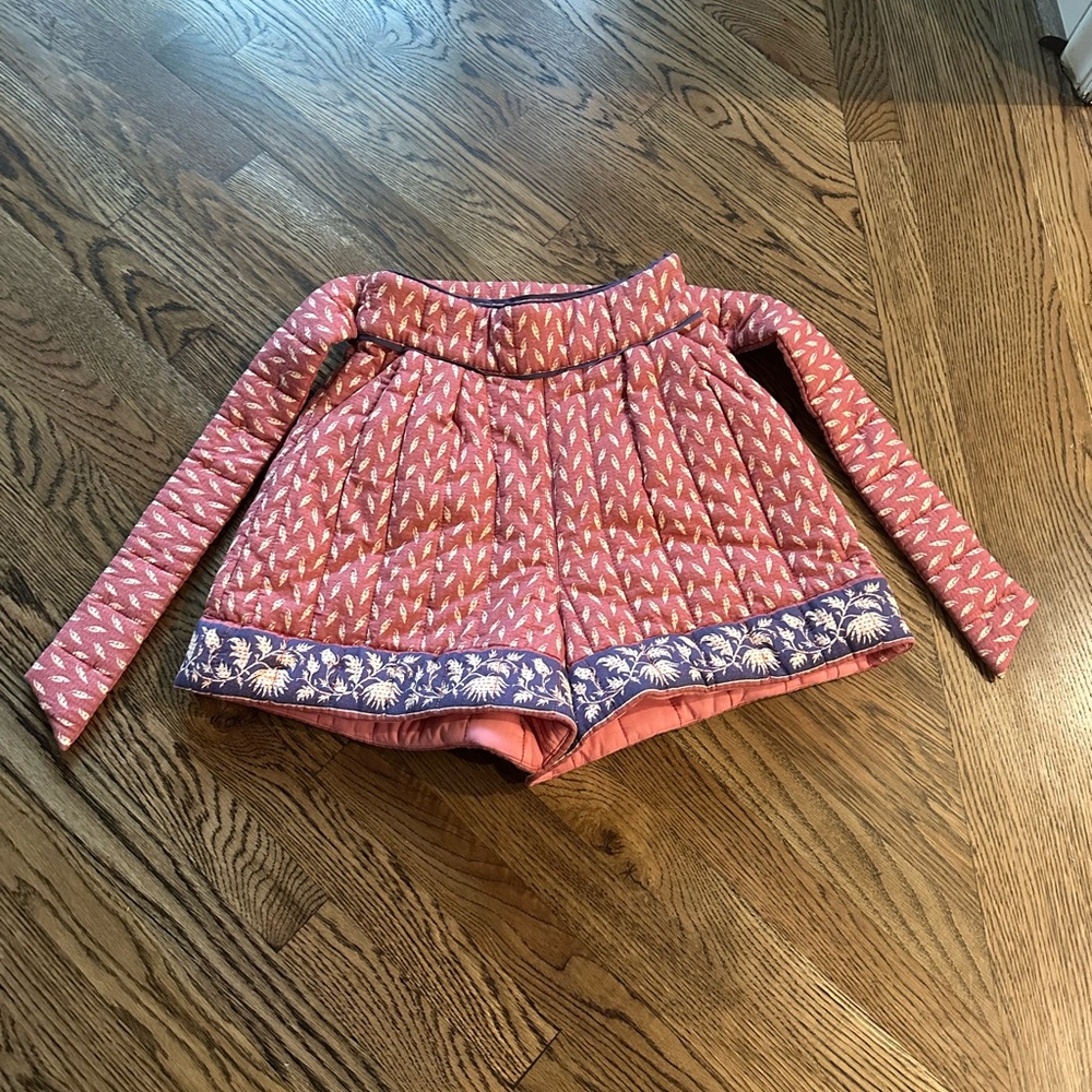NWT Hunter Bell Edith Casual Soft Belted Short in Patina Border Pink/Purple - Picture 4 of 8